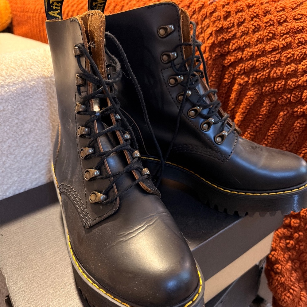 Dr. Martens Black Leather Combat Boots